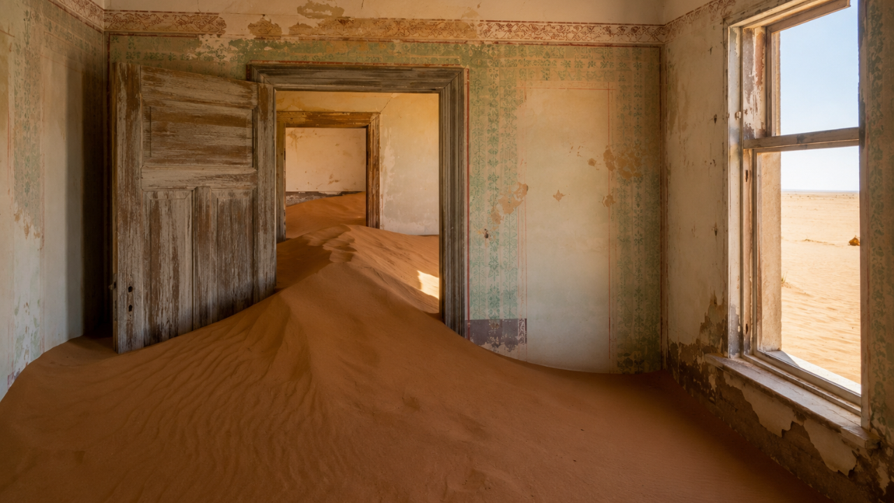 The Abandoned Desert Ghost Town Being Swallowed Whole by Red Sand Dunes